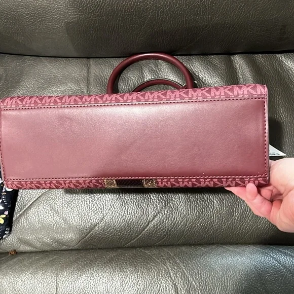 Michael Kors Burgundy and Gold Satchel - Picture 8 of 13